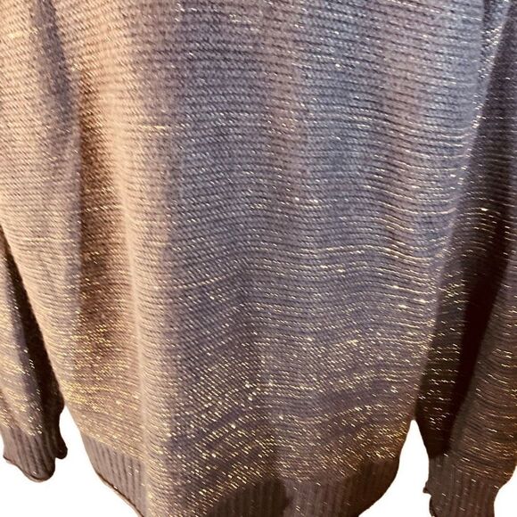 Fat Face Navy Gold Flecked Mock Turtleneck Pullover Sweater, 8 - Picture 9 of 16